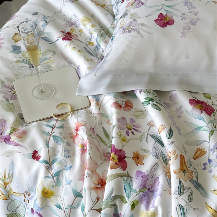 91家纺网 家纺一手货源 找家纺 馨蕊家居 2025新款80SLF奥地利兰精天丝四件套-知否 天丝知否-月光白