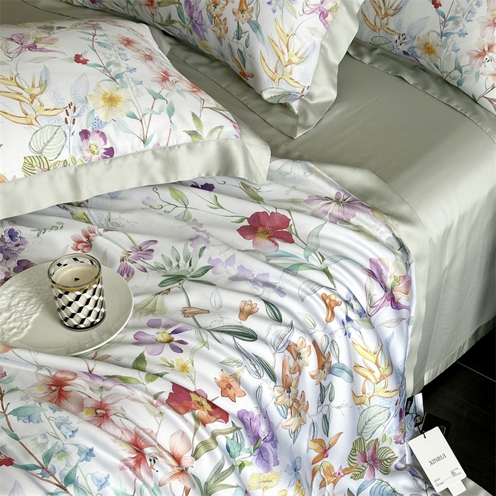 91家纺网 家纺一手货源 找家纺 馨蕊家居 2025新款80SLF奥地利兰精天丝夏被四件套-知否 风格二 夏被知否-月光白