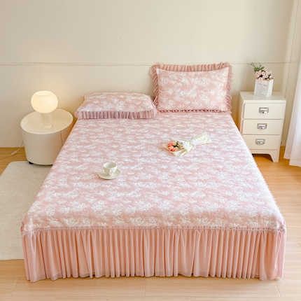 慧菲 2025新款床盖款凉席三件套-玫瑰 玫瑰-粉