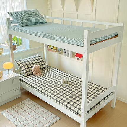 妖妖家纺 2025新款软糯格子学生床笠 开心生巧