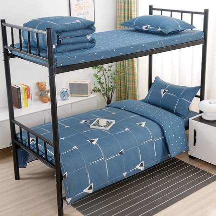 乐旗家纺 2025新款A类AB版全棉环保印花学生上下铺宿舍三件套六件套 趣味几何