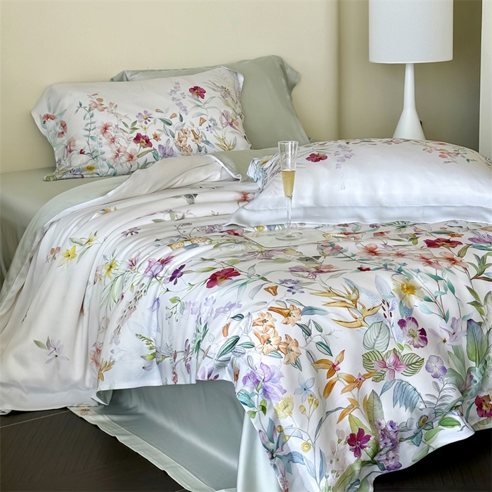 91家纺网 家纺一手货源 找家纺 馨蕊家居 2025新款80SLF奥地利兰精天丝四件套-知否 天丝知否-月光白