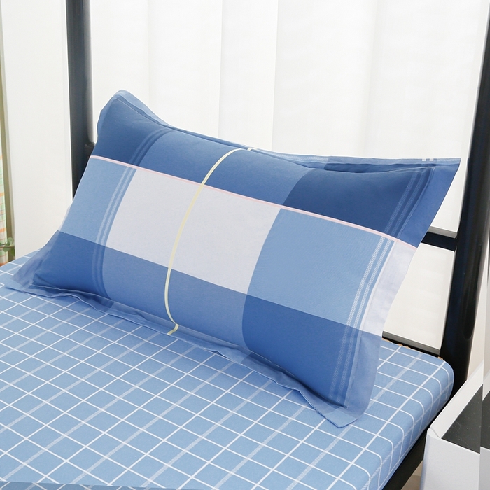 91家纺网 家纺一手货源 找家纺 乐旗家纺 2025新款A类AB版全棉环保印花学生上下铺宿舍三件套六件套 蓝调青春