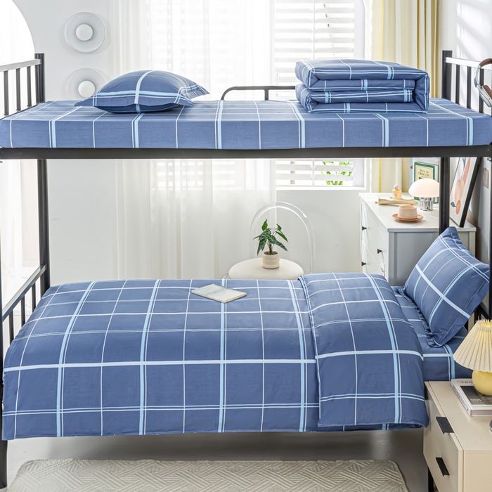 91家纺网 家纺一手货源 找家纺 上学郎家居 2025新款全棉13372学生三件套100棉单人床纯棉六件套学生宿舍床上用品 千百度