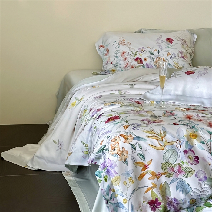 91家纺网 家纺一手货源 找家纺 馨蕊家居 2025新款80SLF奥地利兰精天丝四件套-知否 天丝知否-月光白