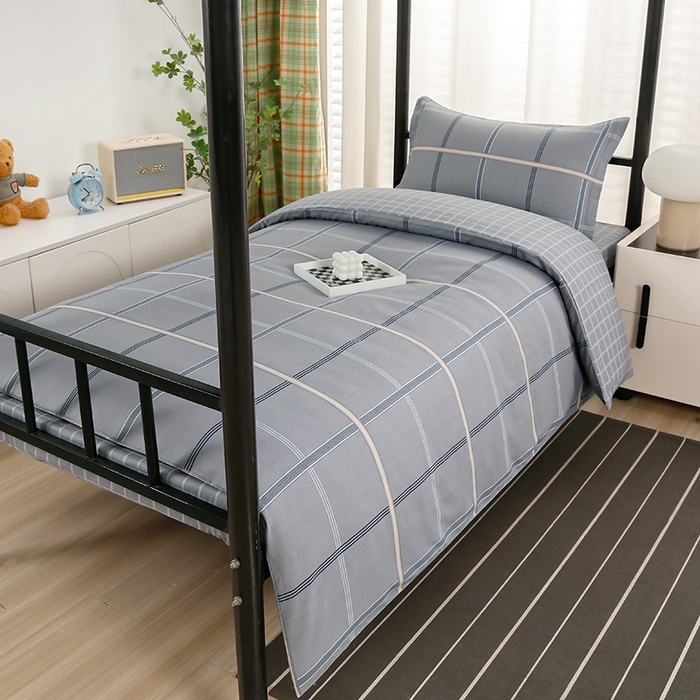 91家纺网 家纺一手货源 找家纺 乐旗家纺 2025新款A类AB版全棉环保印花学生上下铺宿舍三件套六件套 索尔