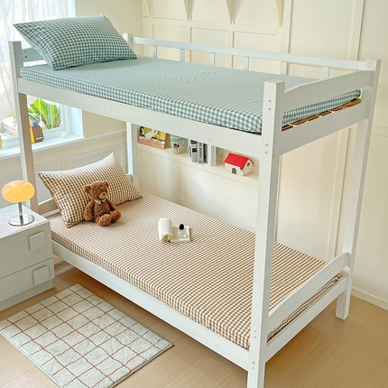 妖妖家纺 2025新款软糯格子学生床笠 栗子布丁