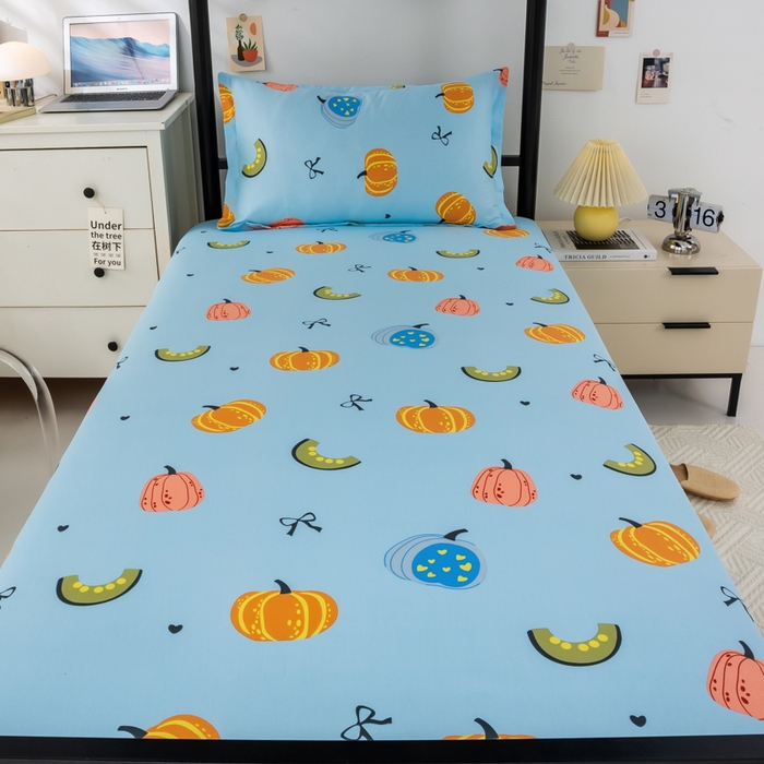 91家纺网 家纺一手货源 找家纺 上学郎家居 2025新款全棉13372学生三件套100棉单人床纯棉六件套学生宿舍床上用品 田园风情