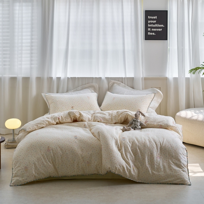 91家纺网 家纺一手货源 找家纺 洋铭区（原狠狠爱） 2025新款全棉彩边双层四件套 小花彩彩