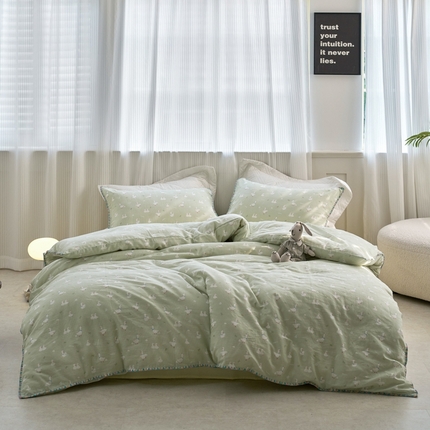 洋铭区（原狠狠爱） 2025新款全棉彩边双层四件套 贝贝小鸭