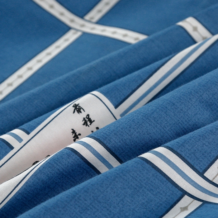 91家纺网 家纺一手货源 找家纺 乐旗家纺 2025新款A类AB版全棉环保印花学生上下铺宿舍三件套六件套 金榜题名-蓝