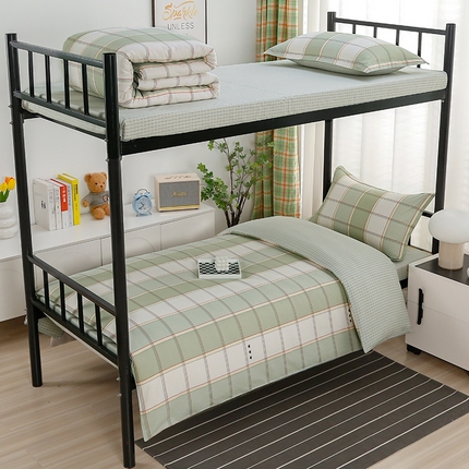 乐旗家纺 2025新款A类AB版全棉环保印花学生上下铺宿舍三件套六件套 闲趣-绿