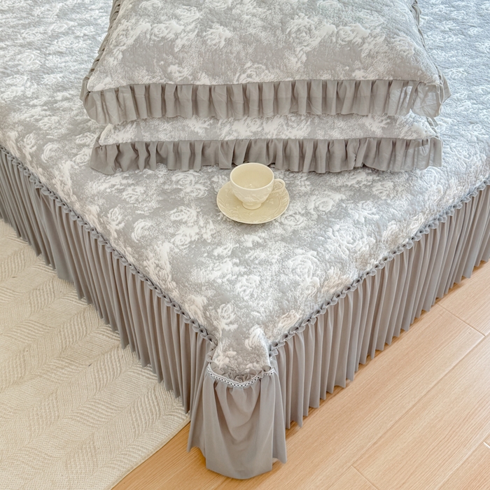 91家纺网 家纺一手货源 找家纺 慧菲 2025新款床盖款凉席三件套-玫瑰 玫瑰-灰