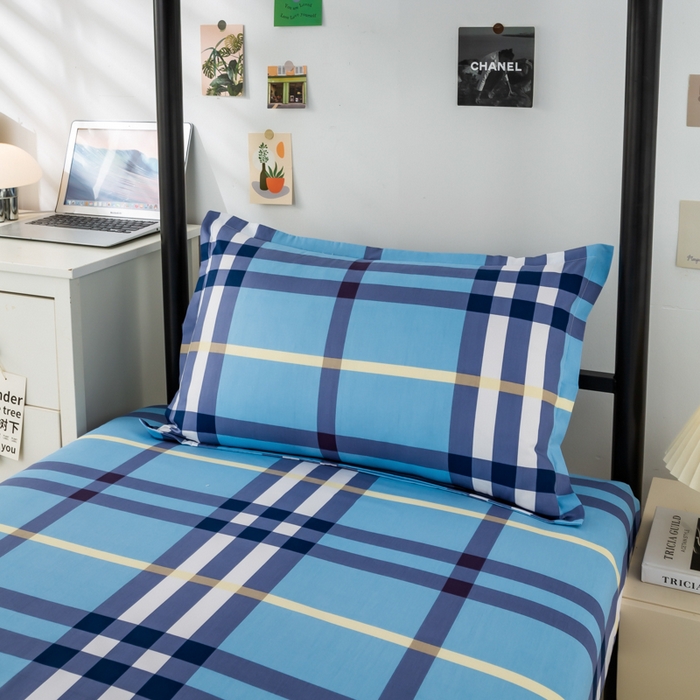 91家纺网 家纺一手货源 找家纺 上学郎家居 2025新款全棉13372学生三件套100棉单人床纯棉六件套学生宿舍床上用品 苏格兰