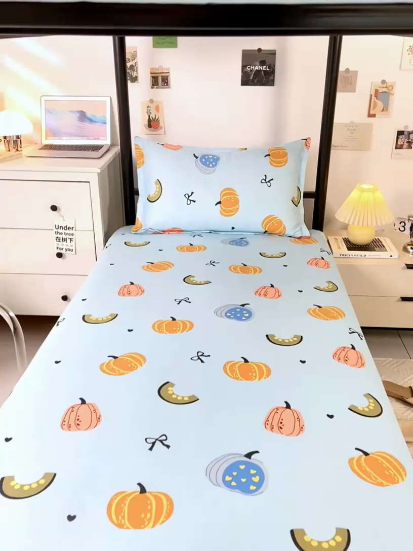 91家纺网 家纺一手货源 找家纺 上学郎家居 2025新款全棉13372学生三件套100棉单人床纯棉六件套学生宿舍床上用品 田园风情