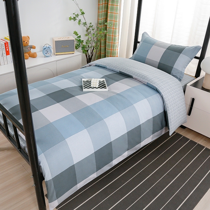 91家纺网 家纺一手货源 找家纺 乐旗家纺 2025新款A类AB版全棉环保印花学生上下铺宿舍三件套六件套 摩卡格调