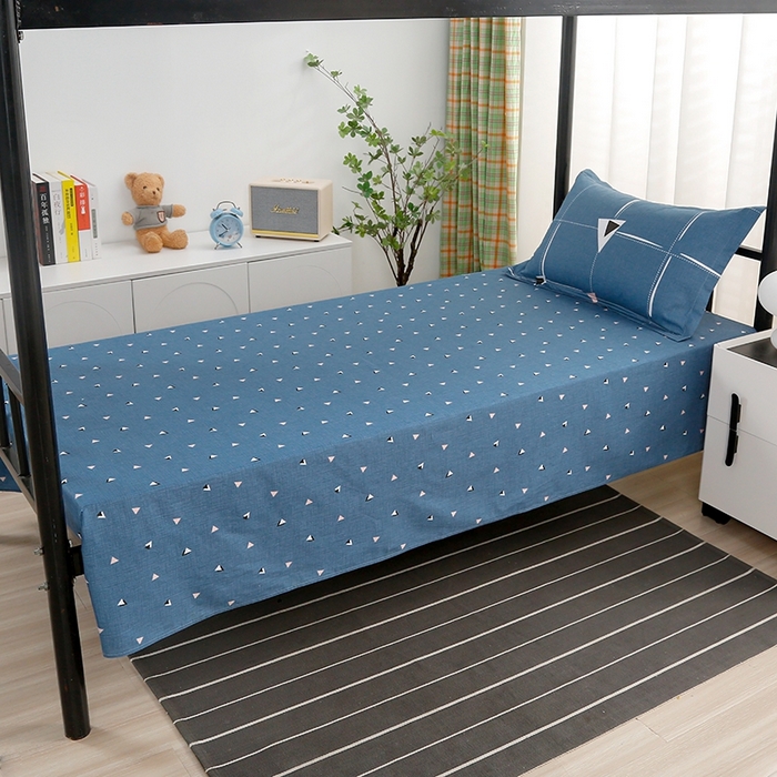 91家纺网 家纺一手货源 找家纺 乐旗家纺 2025新款A类AB版全棉环保印花学生上下铺宿舍三件套六件套 趣味几何