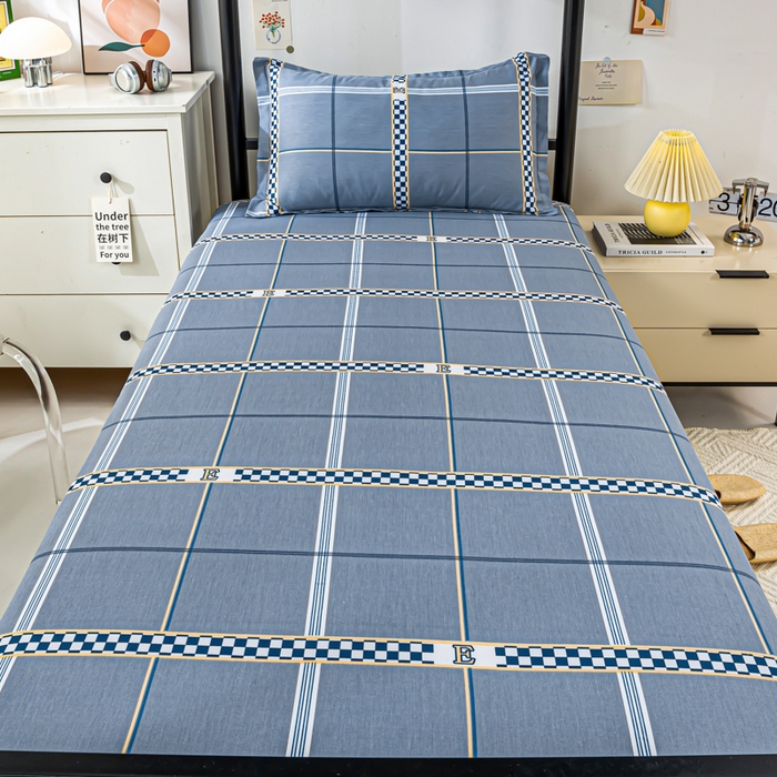 91家纺网 家纺一手货源 找家纺 上学郎家居 2025新款全棉13372学生三件套100棉单人床纯棉六件套学生宿舍床上用品 华彩乐章-灰