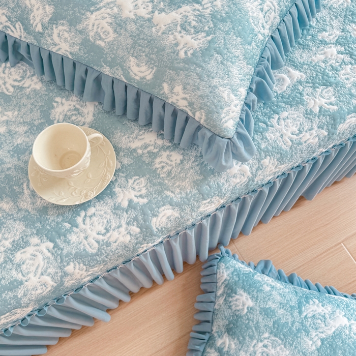 91家纺网 家纺一手货源 找家纺 慧菲 2025新款床盖款凉席三件套-玫瑰 玫瑰-蓝