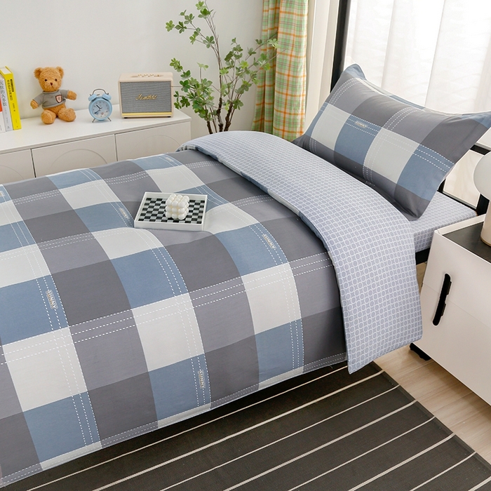 91家纺网 家纺一手货源 找家纺 乐旗家纺 2025新款A类AB版全棉环保印花学生上下铺宿舍三件套六件套 莫斯格