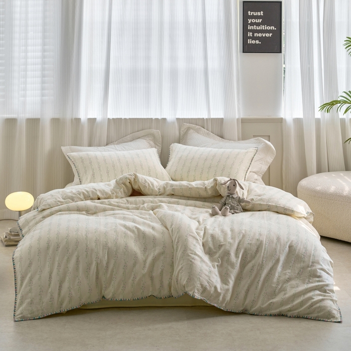 91家纺网 家纺一手货源 找家纺 洋铭区（原狠狠爱） 2025新款全棉彩边双层四件套 暖阳花束