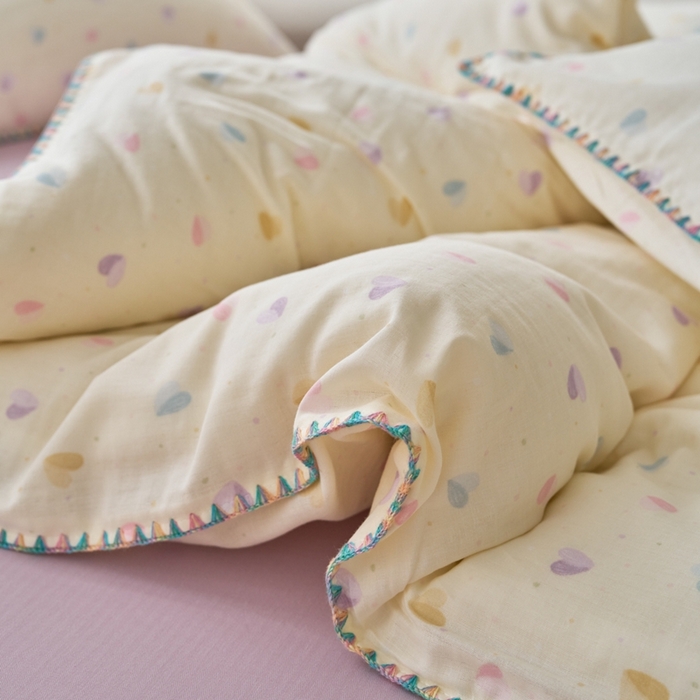 91家纺网 家纺一手货源 找家纺 洋铭区（原狠狠爱） 2025新款全棉彩边双层四件套 波澜紫心