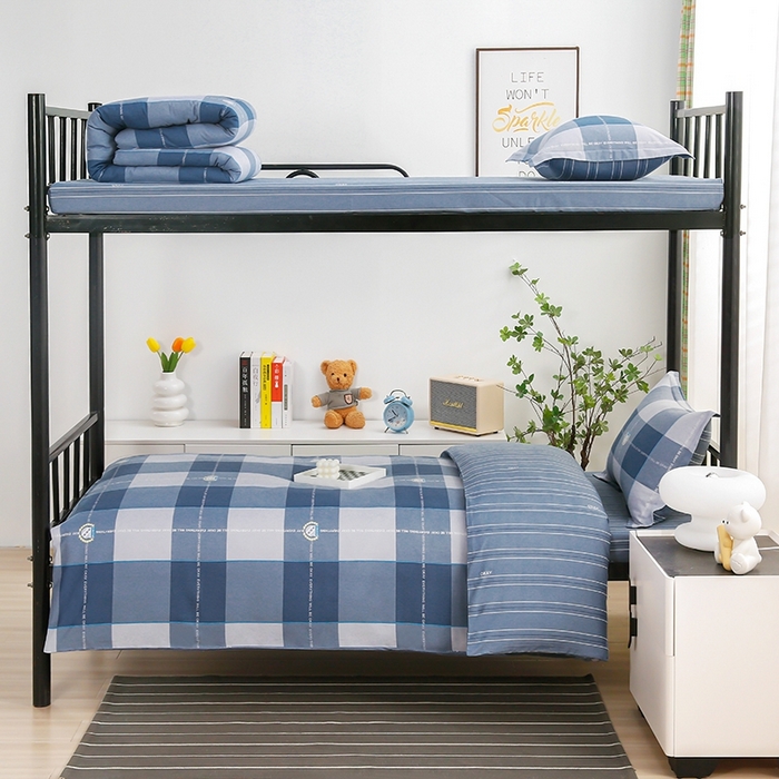 91家纺网 家纺一手货源 找家纺 乐旗家纺 2025新款A类AB版全棉环保印花学生上下铺宿舍三件套六件套 伊利亚