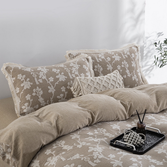 91家纺网 家纺一手货源 找家纺 （总）鲁爱家纺供货 2025新款AB版棉麻工艺款四件套