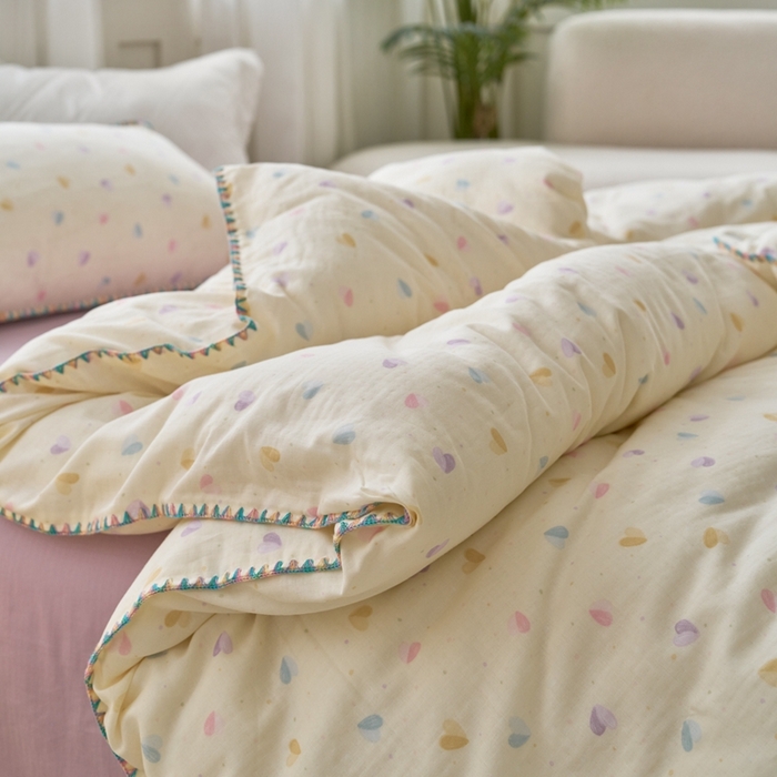 91家纺网 家纺一手货源 找家纺 洋铭区（原狠狠爱） 2025新款全棉彩边双层四件套 波澜紫心