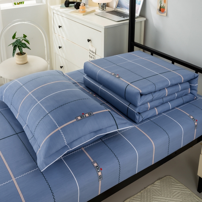 91家纺网 家纺一手货源 找家纺 （总）上学郎家居 2025新款全棉13372学生三件套100棉单人床纯棉六件套学生宿舍床上用品