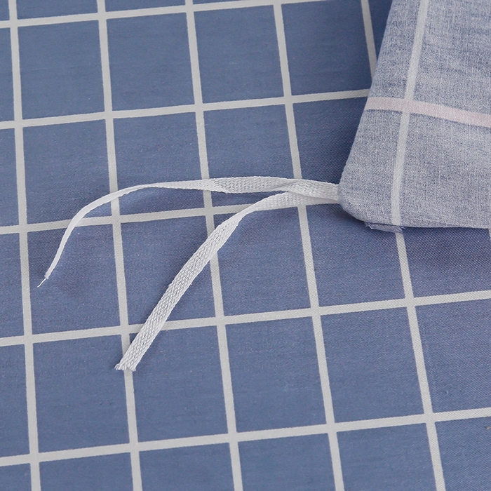 91家纺网 家纺一手货源 找家纺 乐旗家纺 2025新款A类AB版全棉环保印花学生上下铺宿舍三件套六件套 素雅格调-蓝