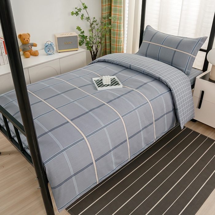 91家纺网 家纺一手货源 找家纺 乐旗家纺 2025新款A类AB版全棉环保印花学生上下铺宿舍三件套六件套 索尔