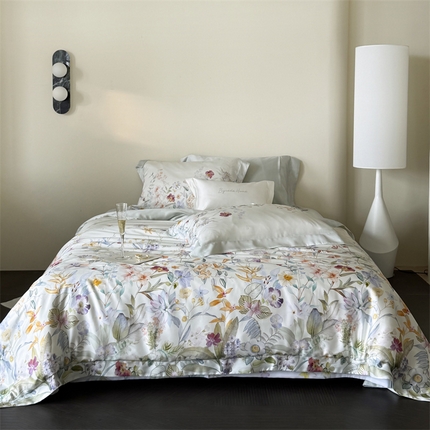 91家纺网 家纺一手货源 找家纺 （总）馨蕊家居 2025新款80SLF奥地利兰精天丝夏被四件套-知否 风格一