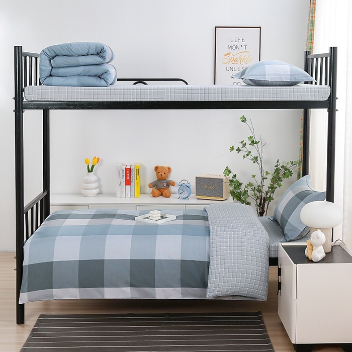 91家纺网 家纺一手货源 找家纺 乐旗家纺 2025新款A类AB版全棉环保印花学生上下铺宿舍三件套六件套 摩卡格调