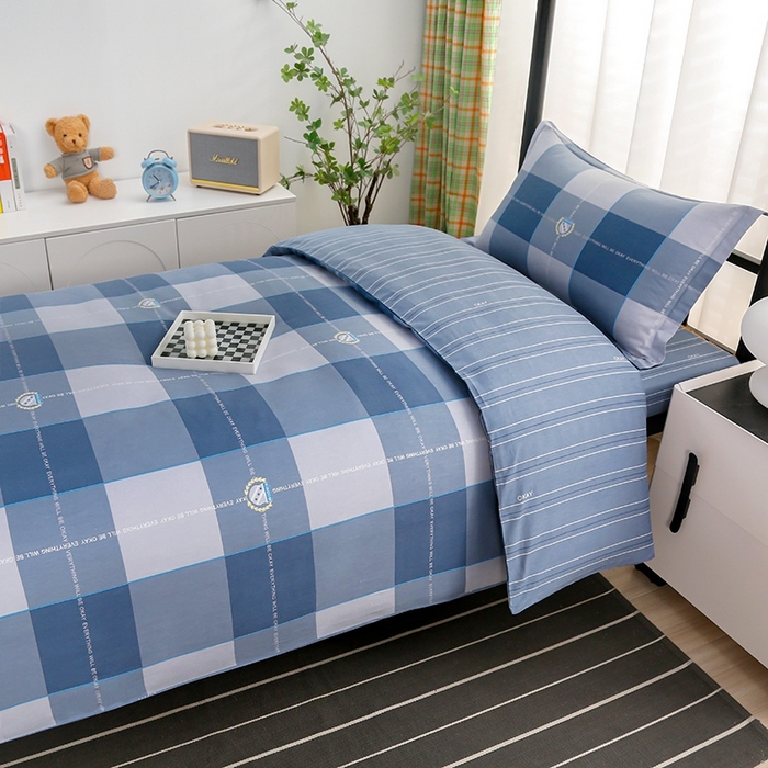 91家纺网 家纺一手货源 找家纺 乐旗家纺 2025新款A类AB版全棉环保印花学生上下铺宿舍三件套六件套 伊利亚