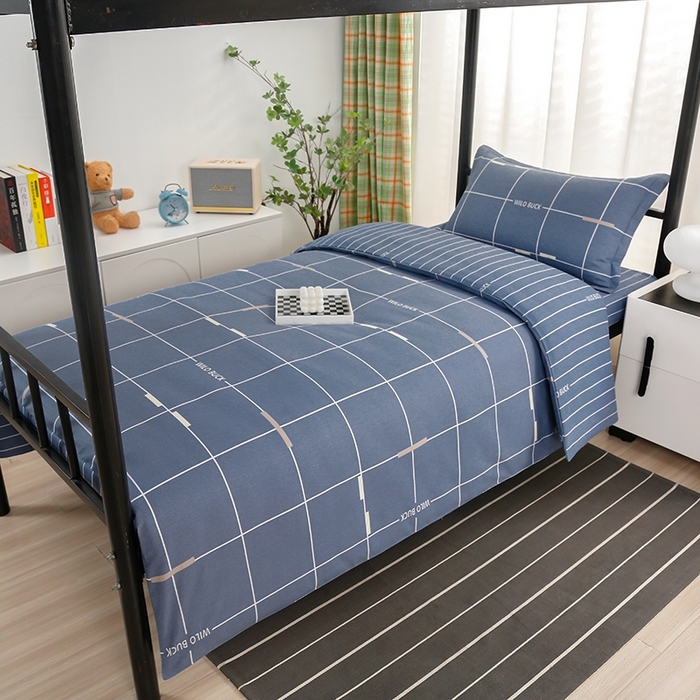 91家纺网 家纺一手货源 找家纺 乐旗家纺 2025新款A类AB版全棉环保印花学生上下铺宿舍三件套六件套 凯尔洛