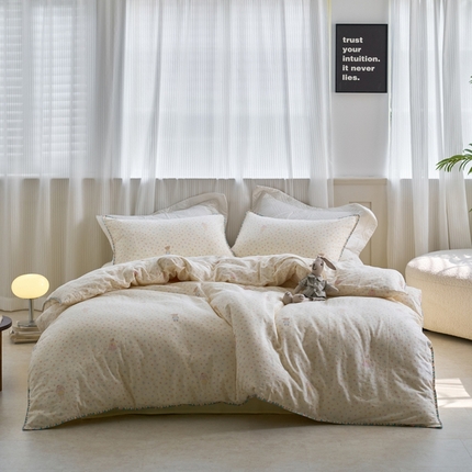 91家纺网 家纺一手货源 找家纺 （总）洋铭区（原狠狠爱） 2025新款全棉彩边双层四件套