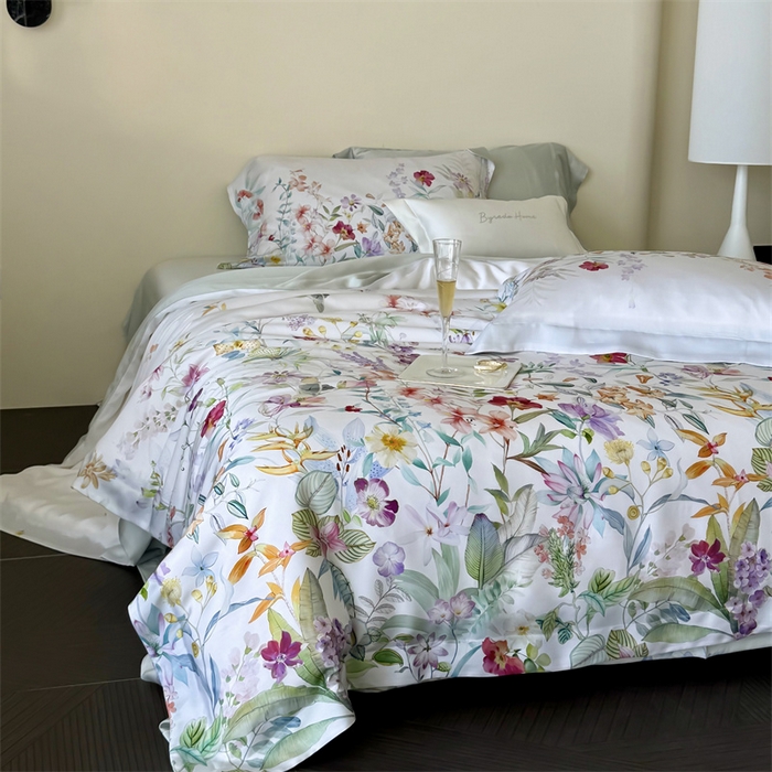 91家纺网 家纺一手货源 找家纺 馨蕊家居 2025新款80SLF奥地利兰精天丝四件套-知否 天丝知否-月光白