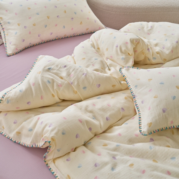 91家纺网 家纺一手货源 找家纺 洋铭区（原狠狠爱） 2025新款全棉彩边双层四件套 波澜紫心