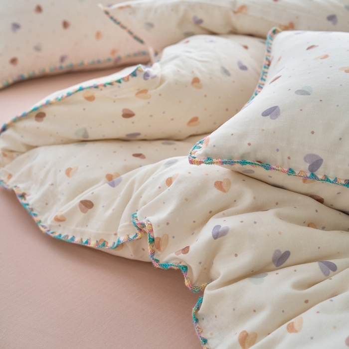 91家纺网 家纺一手货源 找家纺 洋铭区（原狠狠爱） 2025新款全棉彩边双层四件套 甜心咖啡