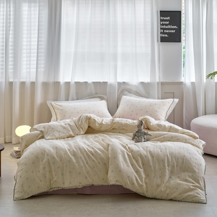 洋铭区（原狠狠爱） 2025新款全棉彩边双层四件套 多彩樱桃