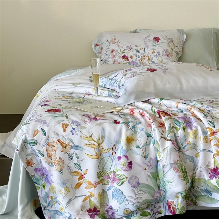 91家纺网 家纺一手货源 找家纺 （总）馨蕊家居 2025新款80SLF奥地利兰精天丝夏被四件套-知否 风格一