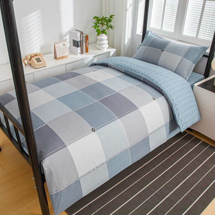 91家纺网 家纺一手货源 找家纺 乐旗家纺 2025新款A类AB版全棉环保印花学生上下铺宿舍三件套六件套 西雅图