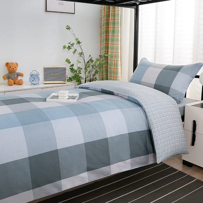 91家纺网 家纺一手货源 找家纺 乐旗家纺 2025新款A类AB版全棉环保印花学生上下铺宿舍三件套六件套 摩卡格调