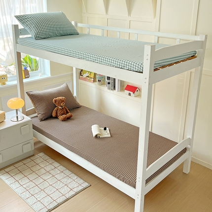 妖妖家纺 2025新款软糯格子学生床笠 焦糖可可