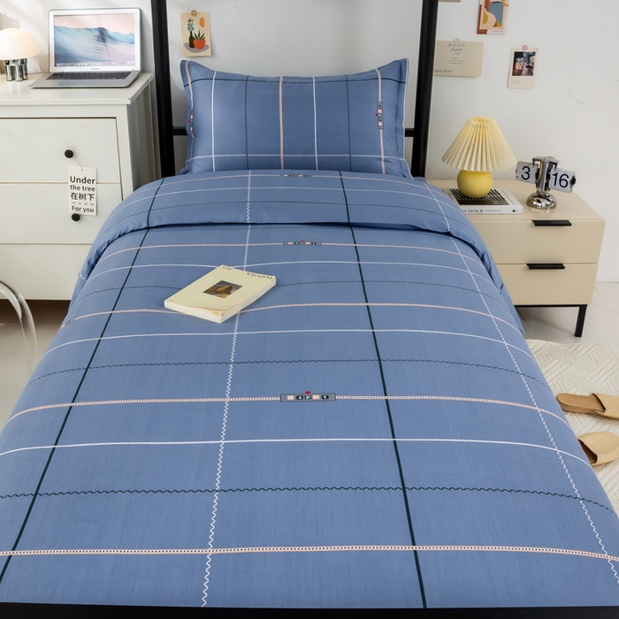 91家纺网 家纺一手货源 找家纺 （总）上学郎家居 2025新款全棉13372学生三件套100棉单人床纯棉六件套学生宿舍床上用品