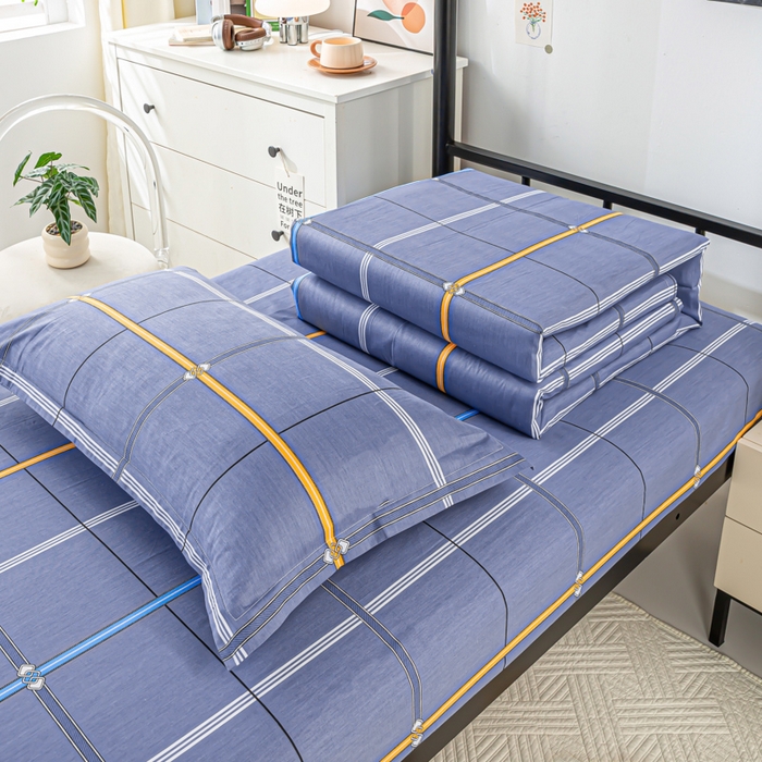 91家纺网 家纺一手货源 找家纺 上学郎家居 2025新款全棉13372学生三件套100棉单人床纯棉六件套学生宿舍床上用品 科尔