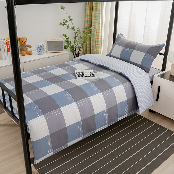 91家纺网 家纺一手货源 找家纺 乐旗家纺 2025新款A类AB版全棉环保印花学生上下铺宿舍三件套六件套 莫斯格