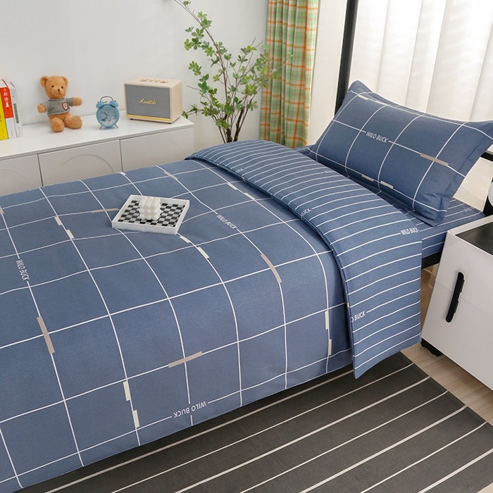 91家纺网 家纺一手货源 找家纺 乐旗家纺 2025新款A类AB版全棉环保印花学生上下铺宿舍三件套六件套 凯尔洛