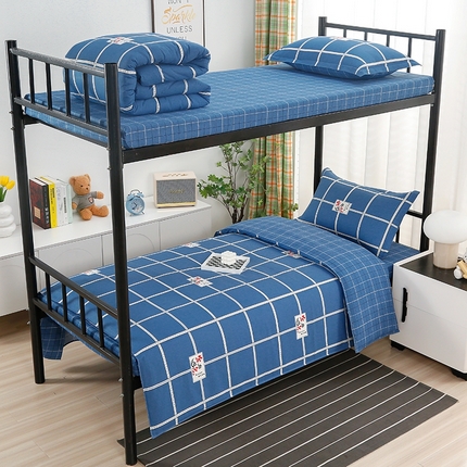 乐旗家纺 2025新款A类AB版全棉环保印花学生上下铺宿舍三件套六件套 金榜题名-蓝